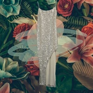 Elegant Silver High Low Dress